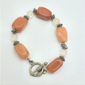 Vintage Carnelian Silver beaded bracelet